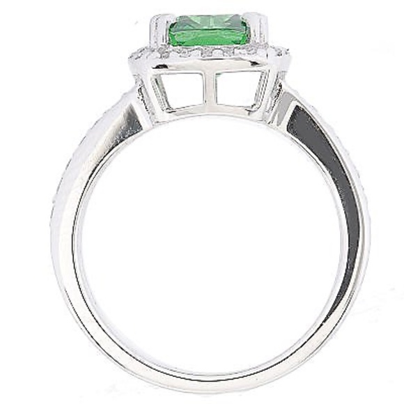 QVC Epiphany Platinum Clad Diamonique Simulated Emerald Ring. 0269 - Picture 3 of 4